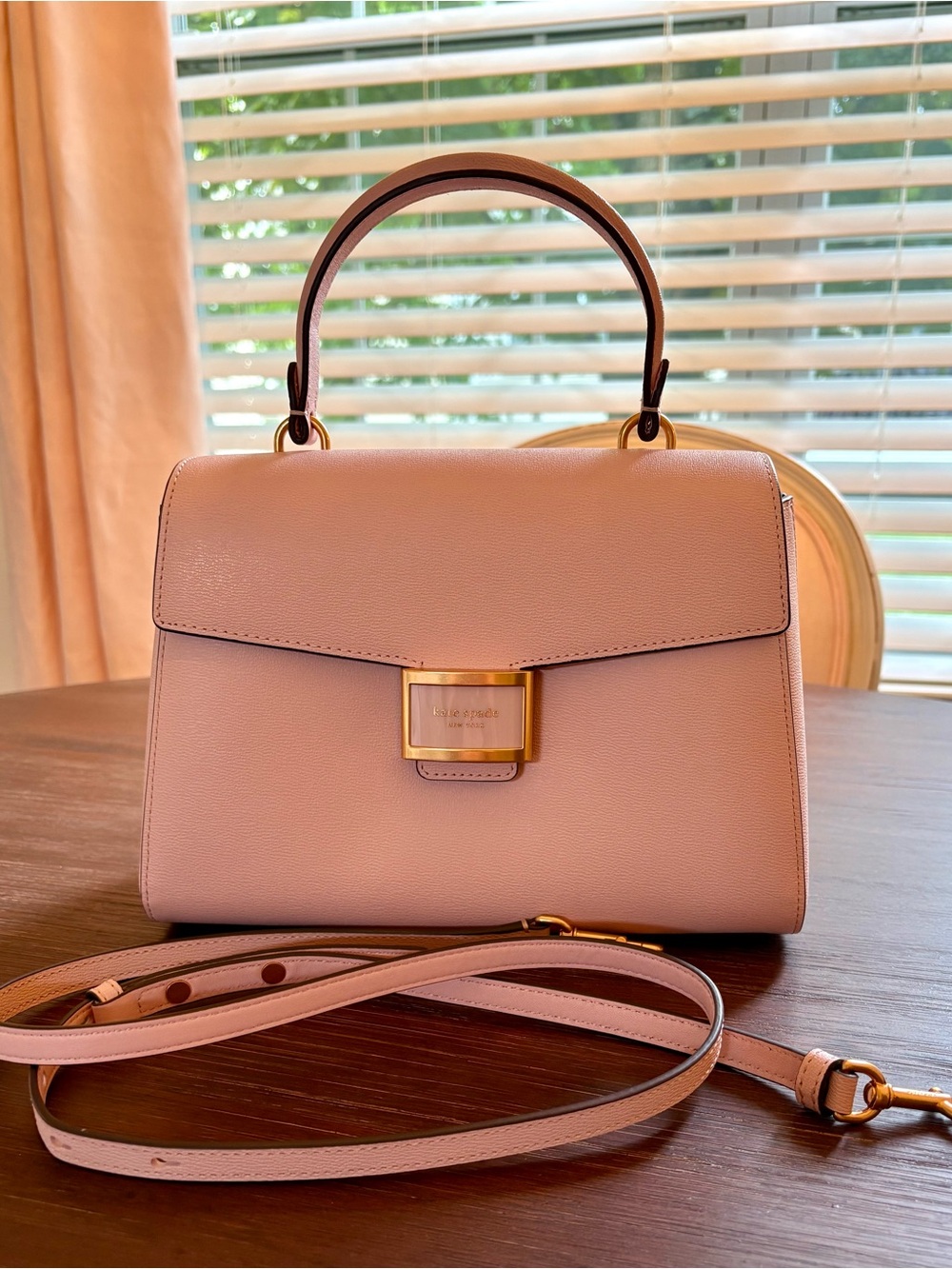 kate spade Powder Pink Top Handle Satchel with Gold Hardware